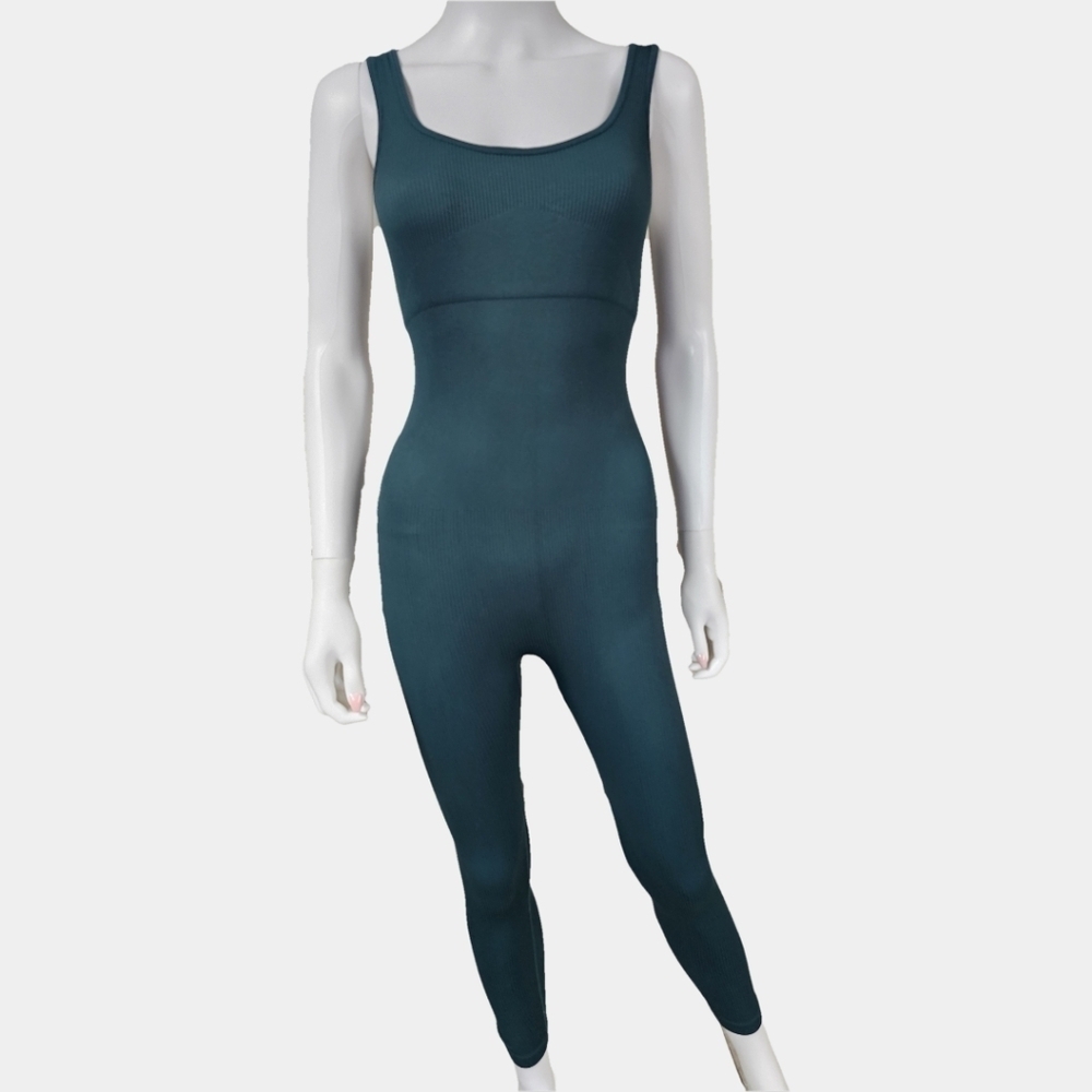 Full Body Seamless Dark Green Yoga/Gym/Workout Jumpsuit Size M - Picture 2 of 10